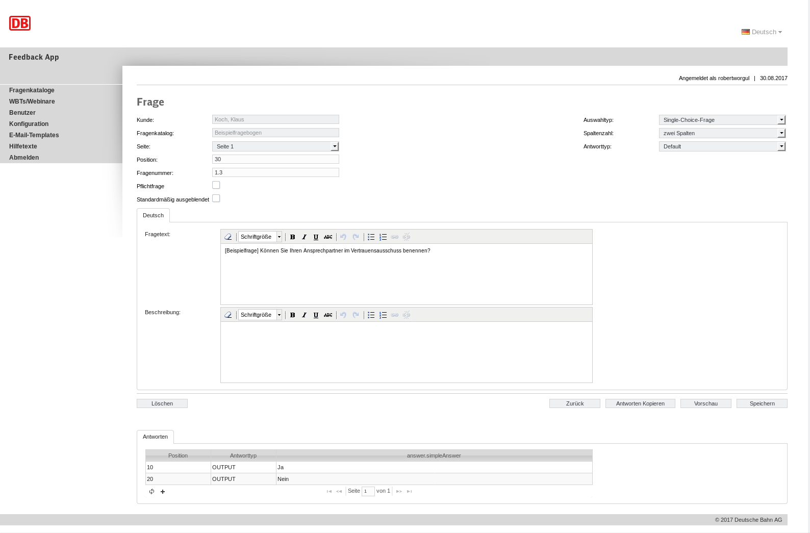 DB Training Feedbacktool